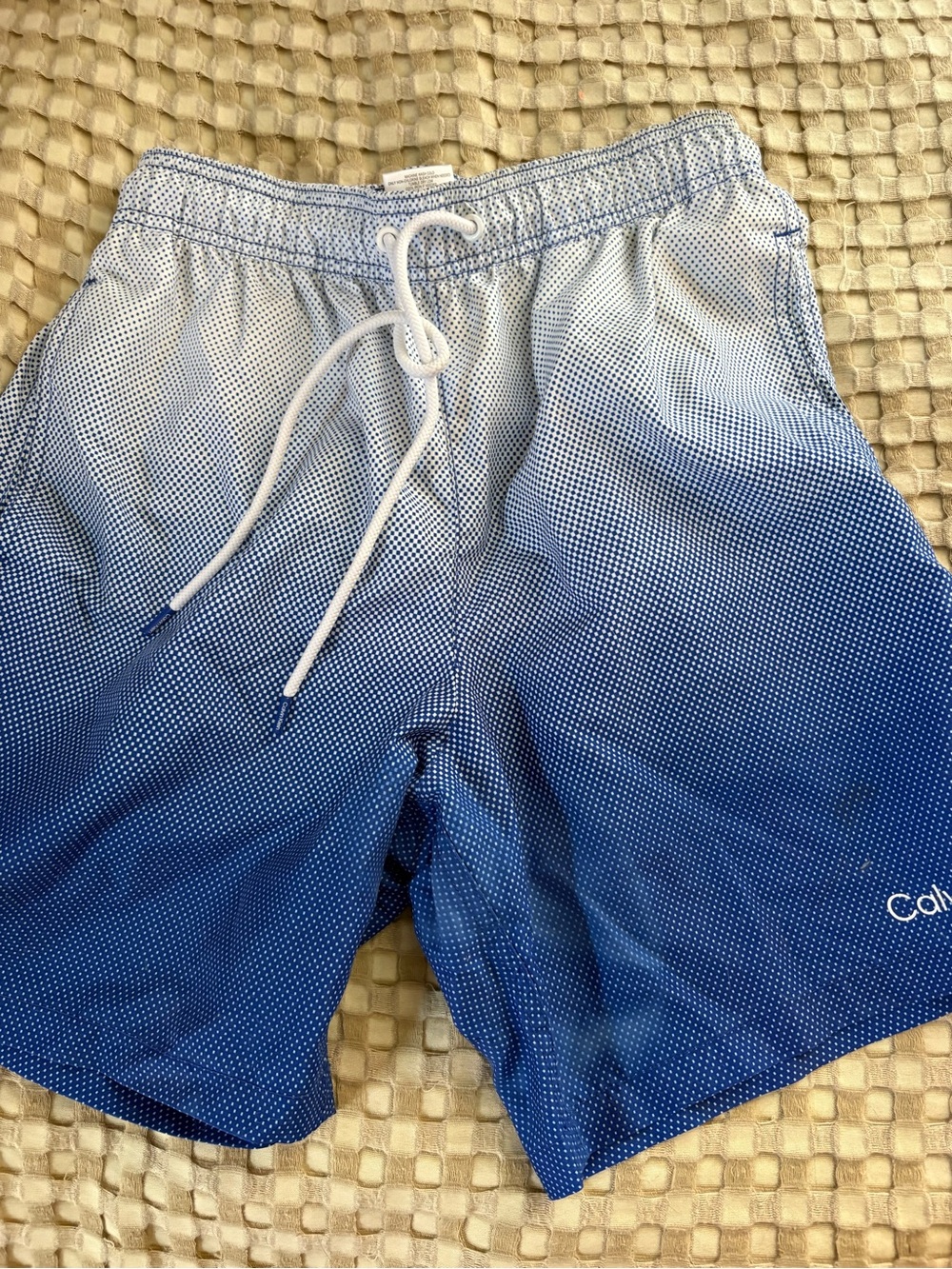 Calvin Klein Blue Ombre Swim Shorts with White Drawstring